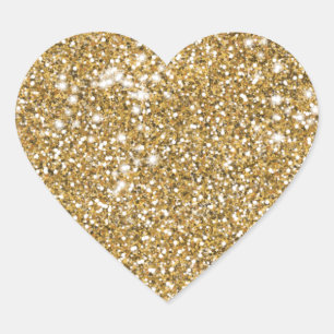 Faux Golden Yellow Glitter Texture Kijk Grafisch Hart Sticker