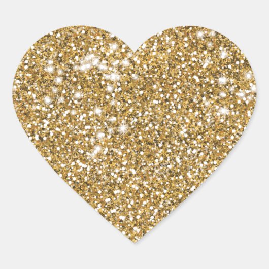 Faux Golden Yellow Glitter Texture Kijk Grafisch Hart Sticker (Voorkant)