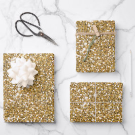 Faux Golden Yellow Glitter Texture Kijk Grafisch Inpakpapier Vel