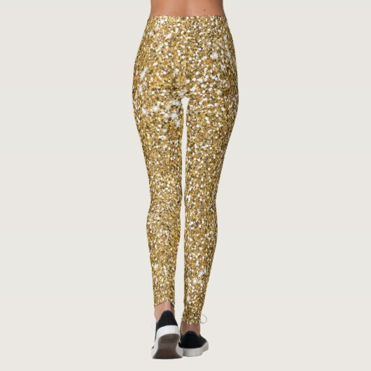 Faux Golden Yellow Glitter Texture Kijk Leggings (Achterkant)
