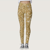 Faux Golden Yellow Glitter Texture Kijk Leggings (Voorkant)