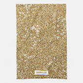 Faux Golden Yellow Glitter Texture Kijker & Name Theedoek (Verticaal)