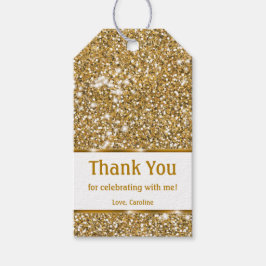 Faux Golden Yellow Glitter textuur - Dank u wel Cadeaulabel
