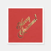Faux Golf Folie Tekst Vrolijk Kerstfeest Elegant R Servet (Voorkant)