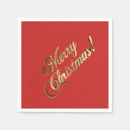 Faux Golf Folie Tekst Vrolijk Kerstfeest Elegant R Servet (Voorkant)