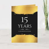 Faux goud 15 jaar werknemer mijlpaal jubileum kaart (Voorkant)