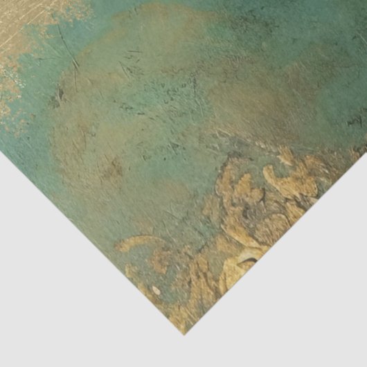 faux goud barok ornament smaragdgroen tissuepapier (Detail)