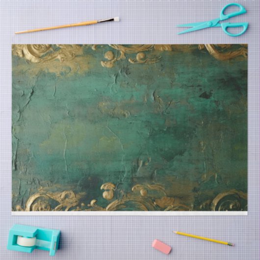 faux goud barok ornament smaragdgroen tissuepapier (Craft)