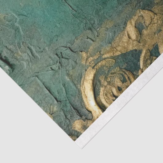 faux goud barok ornament smaragdgroen tissuepapier (Detail)