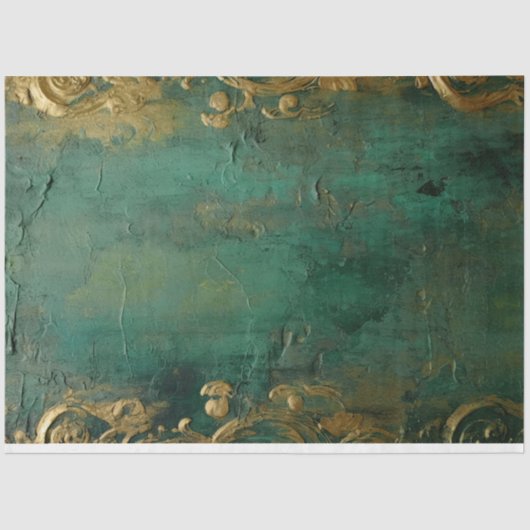 faux goud barok ornament smaragdgroen tissuepapier (Voorkant)