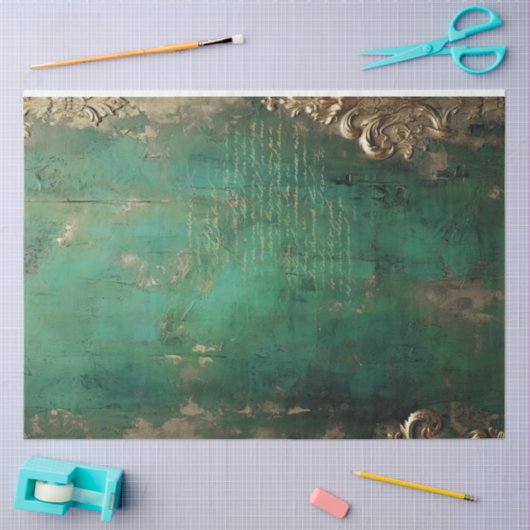 faux goud barok ornament smaragdgroen tissuepapier (Craft)