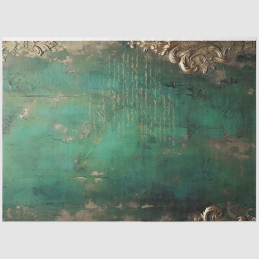faux goud barok ornament smaragdgroen tissuepapier (Voorkant)