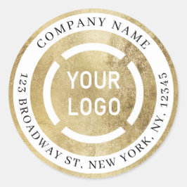 Faux goud bedrijf logo retouradres ronde sticker
