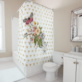 faux goud,bijen,floral,whimsical,chic,dandy,schatt douchegordijn (In situ)