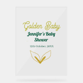 Faux goud bladgroen bos betoverd baby shower acryl bord