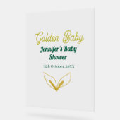Faux goud bladgroen bos betoverd baby shower acryl bord (Hoek)