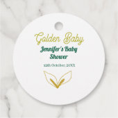 Faux goud bladgroen bos betoverd baby shower bedankjes labels (Achterkant)