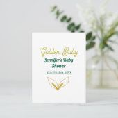 Faux goud bladgroen bos betoverd baby shower briefkaart (Staand voorkant)