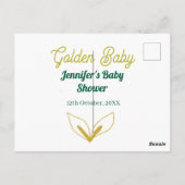Faux goud bladgroen bos betoverd baby shower briefkaart (Achterkant)