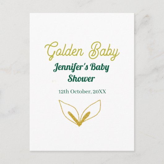 Faux goud bladgroen bos betoverd baby shower briefkaart (Voorkant)