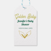Faux goud bladgroen bos betoverd baby shower cadeaulabel (Achterkant)