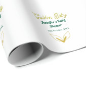 Faux goud bladgroen bos betoverd baby shower cadeaupapier (Rol Hoek)