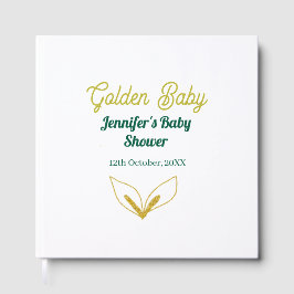 Faux goud bladgroen bos betoverd baby shower gastenboek