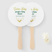 Faux goud bladgroen bos betoverd baby shower handwaaier (Voorkant en achterkant)