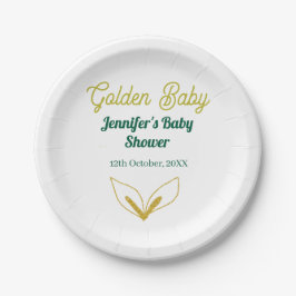 Faux goud bladgroen bos betoverd baby shower papieren bordje