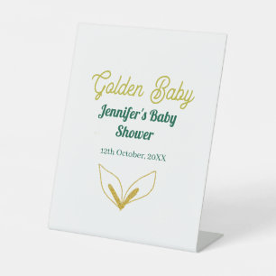 Faux goud bladgroen bos betoverd baby shower reclamebord met voetstuk