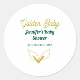 Faux goud bladgroen bos betoverd baby shower ronde sticker