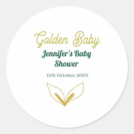 Faux goud bladgroen bos betoverd baby shower ronde sticker (Voorkant)