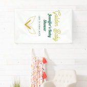 Faux goud bladgroen bos betoverd baby shower spandoek (Insitu)