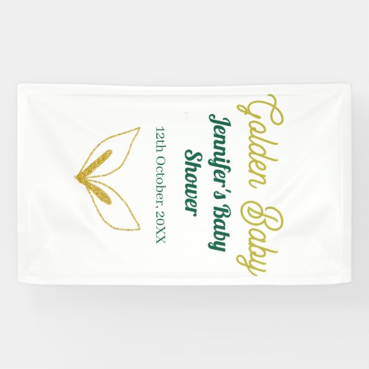Faux goud bladgroen bos betoverd baby shower spandoek (Horizontaal)