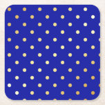 Faux goud blauwe polka stippen kartonnen onderzetters<br><div class="desc">Elegante en moderne poka stipontwerpen.</div>