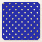 Faux goud blauwe polka stippen kartonnen onderzetters (Voorkant)