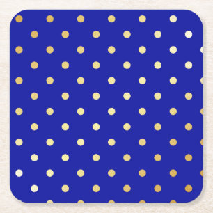 Faux goud blauwe polka stippen kartonnen onderzetters