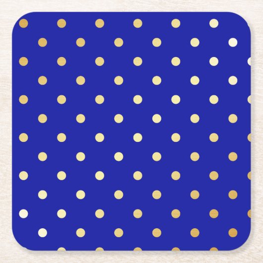 Faux goud blauwe polka stippen kartonnen onderzetters (Voorkant)