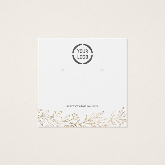 Faux goud botanisch aangepast logo oorscherm vierkante visitekaartjes (Voorkant)