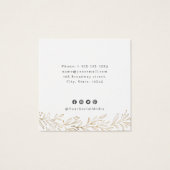 Faux goud botanisch aangepast logo oorscherm vierkante visitekaartjes (Achterkant)