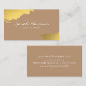 Faux goud elegant modern minimalistisch lichtbruin visitekaartje (Voorkant / Achterkant)