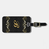 Faux goud en glitter bloemenkant bagagelabel (Voorkant horizontaal)