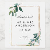 Faux goud en groen bruiloft feestfles wijn etiket (Enkel label)