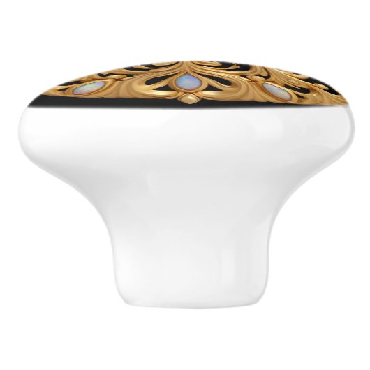 Faux goud en opaal keramische knop (Zijkant)