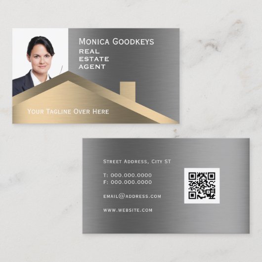 Faux goud- en zilvermetelrealiteit visitekaartje (Voorkant / Achterkant)