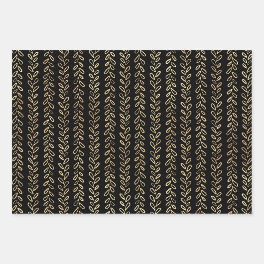 Faux goud en zwart patroon inpakpapier vel (Voorkant 3)
