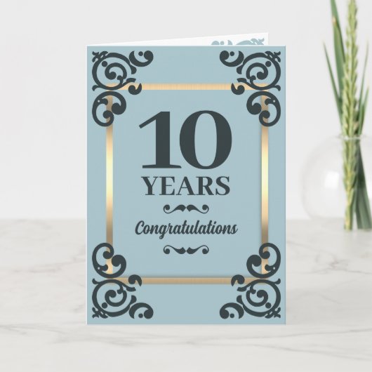 Faux goud floreren elk jaar werknemer jubileum kaart (Voorkant)