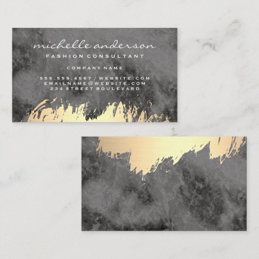 Faux goud geborsteld en marmeren steen visitekaartje (Voorkant / Achterkant)