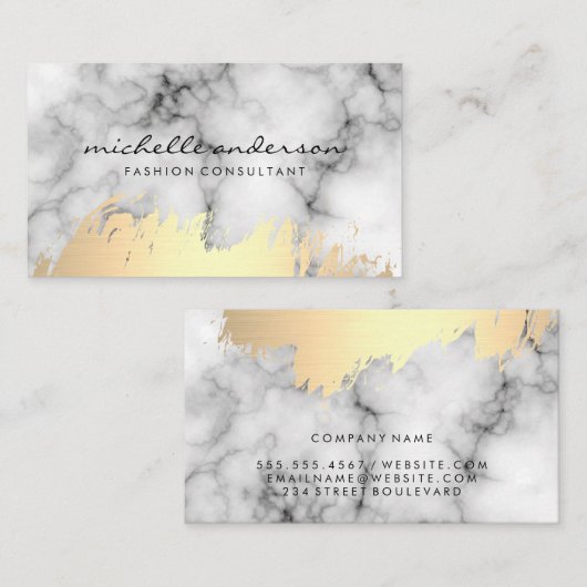 Faux goud geborsteld en marmeren steen visitekaartje (Voorkant / Achterkant)