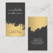 Faux goud geborsteld grijs visitekaartje (Voorkant / Achterkant)